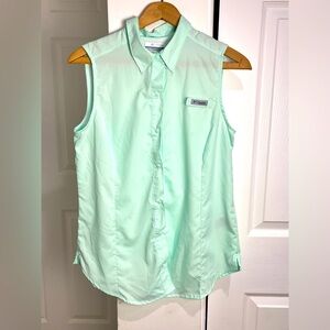 Columbia Sportswear PFG Shirt Women's M Tamiami Sleeveless Mint Green UPF 40